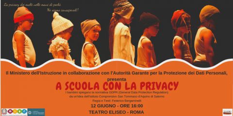 A scuola con la privacy, al teatro Eliseo di Roma in scena lo spettacolo del Miur e Garante Privacy