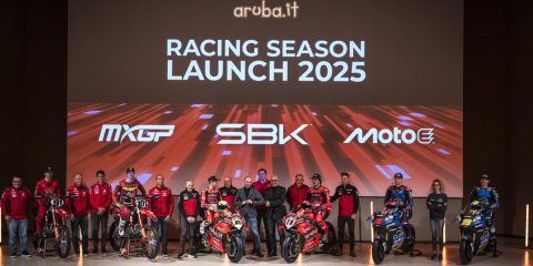 Aruba e Ducati all’Auditorium di Ponte San Pietro. Presentati i team nei Campionati del Mondo di Superbike, MotoE e MXGP