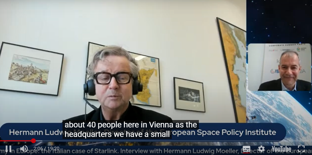 The Space Economy in Europe: the Italian case of Starlink. Interview with H. Ludwig Moeller (ESPI)